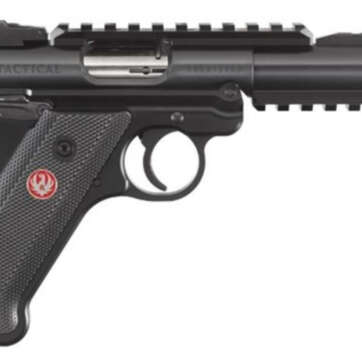 Ruger Mark IV Tactical .22 LR 4.4 Inch Threaded Barrel Adjustable Rear Sight Top/Bottom Picatinny Rail Checkered Natural Angle Grip 10 Round - Handsguns - American Guns & Ammo