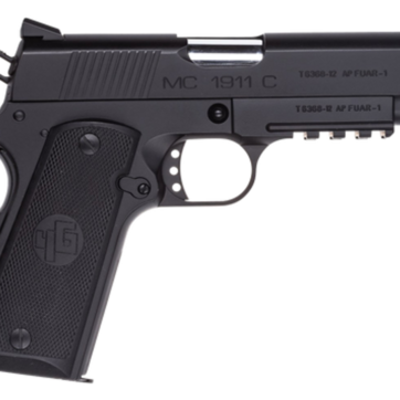 Girsan MC1911 Officer 9mm, 3.4" Barrel, Black Steel Black Grip, 7rd - Handsguns | American Guns & Ammo
