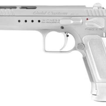 EAA Witness Gold, Tanfoglio, Full Size, 9MM, 5.25" Ported Barrel, Steel Frame, Chrome Finish, Aluminum Frame, Adj Sights, Ambi Safety, 18Rd Mag - Handsguns | American Guns & Ammo