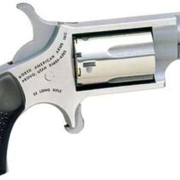 NAA, Mini Revolver 22LR, 1.625" Barrel, Stainless Finish, Checkered Rubber Grips, 5Rd - Handsguns | American Guns & Ammo