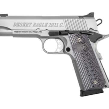 Magnum Research Desert Eagle 1911 C Model 45 ACP 4.3" Barrel Stainless Steel Finish Double Diamond Checkered Wood Grips 8rd - Handsguns | American Guns & Ammo