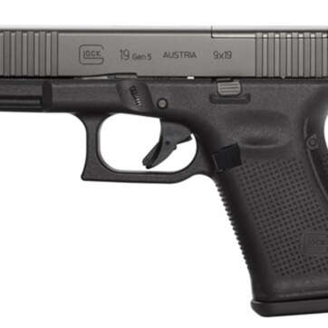 Glock G19 Gen 5 MOS Compact 9mm, 4" Barrel, Fixed Sights, Front Serrations, Ambi Slide Stop, 3x15rd Mags - Handsguns | American Guns & Ammo