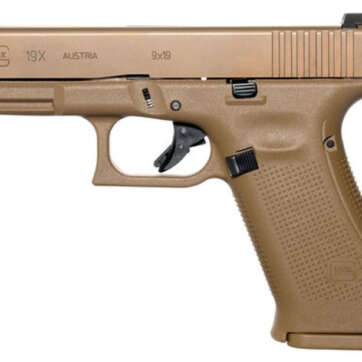 Glock 19X Crossover 9mm, 4.02" Barrel, Bronze Nitron Coyote, Interchangeable Backstrap, USA Made, 17rd - Handsguns | American Guns & Ammo