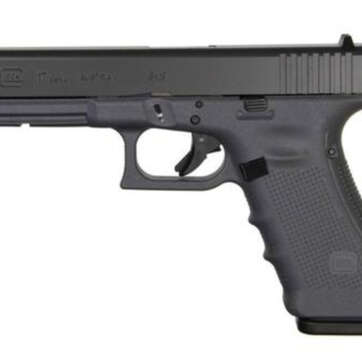 Glock G17 Gen4, 9mm, 17rd, 4.49", Gray Frame, Black Slide, Fixed Sights - Handsguns | American Guns & Ammo