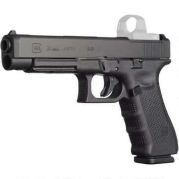 Glock, 34 Gen4, Competition, Modular Optic System, Striker Fired, Full Size, 9mm, 5.31" Barrel, Polymer Frame, Matte Finish, Adjustable Sights, 10Rd, 3 Magazines - Handsguns | American Guns & Ammo