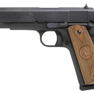 Iver Johnson 1911 A1, 45 ACP, 5", 8rd, Walnut Grips, Black - Handsguns - American Guns & Ammo