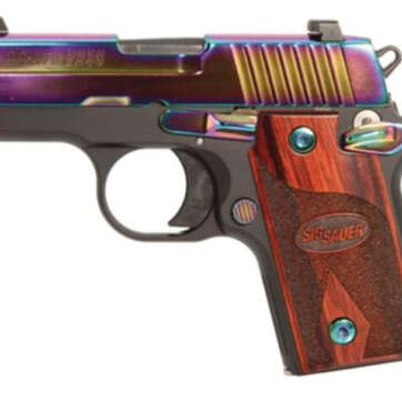 Sig P238 380 ACP 2.7In Rainbow Titanium Finish SAO Rosewood Grip (1) 6RD Steel MAG - Handsguns | American Guns & Ammo