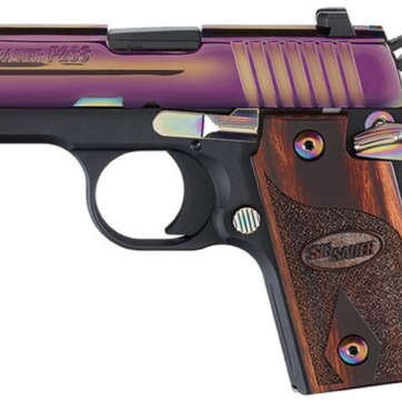 Sig P238 380 ACP 2.7In Rainbow Titanium Finish SAO Siglite Rosewood Grip (1) 6RD Steel MAG MA Compliant - Handsguns | American Guns & Ammo