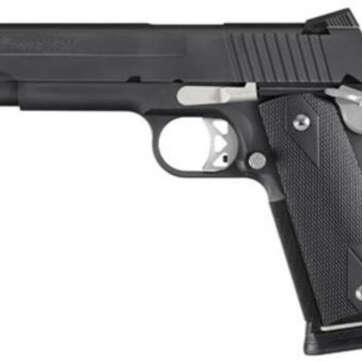 Sig 1911 45 ACP, 5" Barrel, Nightmare Black SAO Siglite Black G10 Grip (2) 8RD Steel MAG Fastback - Handsguns | American Guns & Ammo