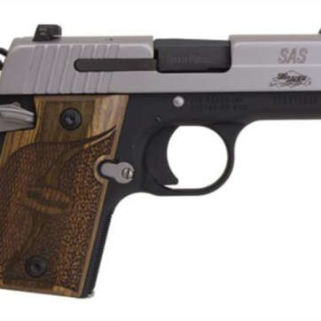 Sig P938 9MM 3IN SAS 2-Tone SAO Siglite Walnut Grip (1) 6RD Steel MAG Ambi Safety Dehorned - Handsguns | American Guns & Ammo