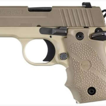 Sig Sauer, P238, Desert, Single Action Only, Compact, 380ACP, 2.7" Barrel, Alloy Frame, Tan Finish, Rubber Grip, Night Sights, 7Rd, 1 Magazine - Handsguns | American Guns & Ammo