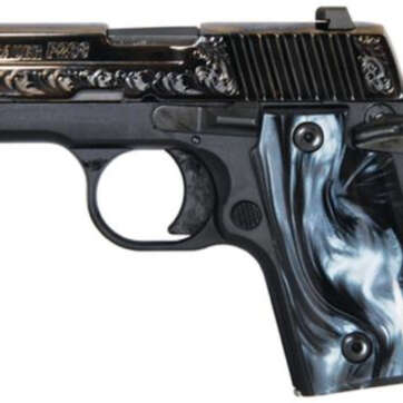 Sig P238 380 ACP 2.7In Black Pearl Nitron Engraved Slide SAO Siglite Black Pearl Grip (1) 6RD Steel MAG - Handsguns | American Guns & Ammo