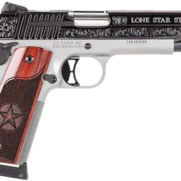 SiG 1911, 45 ACP, 5" Barrel, 8rd, Texas Silver Engraved - Handsguns | American Guns & Ammo