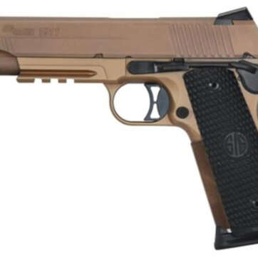 Sig 1911 45 ACP 5" Barrel, Emperor Scorpion Flat Dark Earth SAO Siglite Black G10 Grip (2) 8RD Steel MAG Rail - Handsguns | American Guns & Ammo