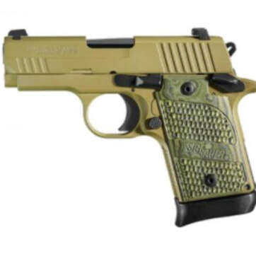 Sig P938 Scorpion Flat Dark Earth SAO 9MM 3" Barrel Green G10 Grip 7rd Mag MA Compliant - Handsguns | American Guns & Ammo