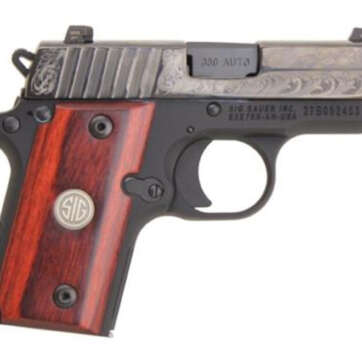Sig P238 380 ACP 2.7In Engraved Nitron Engraved Slide SAO Siglite Rosewood Grip (1) 6RD Steel MAG - Handsguns | American Guns & Ammo