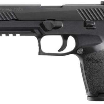 Sig P320 45 ACP 4.7In Nitron Black, Striker Contrast Sights Modular Polymer Grip (2) 10Rd Steel MAG Rail - Handsguns | American Guns & Ammo