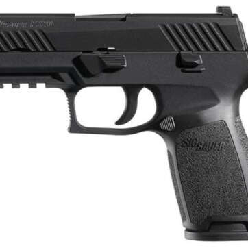 Sig P320 45 ACP 3.9" Barrel Nitron Black, Striker Siglite Modular Polymer Grip (2) 10Rd Steel MAG Rail - Handsguns - American Guns & Ammo