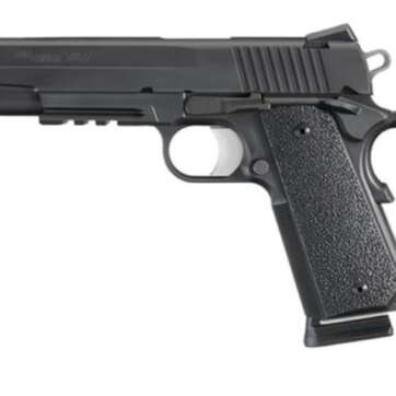 Sig 1911 Full Size XO With Rail .357 Sig 5 Barrel Contrast Sights Black Nitron XO Finish Black XT Grips 8rd - Handsguns | American Guns & Ammo