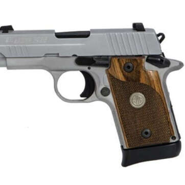 Sig P938, 9mm, 3", 6rd/7rd, Night Sights, Ambidextrous Safety, Wood Grips, Stainless - Handsguns | American Guns & Ammo