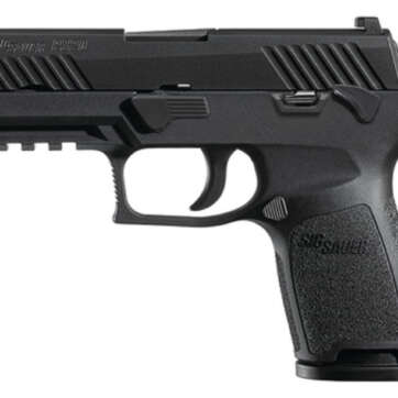 Sig P320 45 ACP 3.9In Barrel, Nitron Black, Striker Siglite (2) 9RD Steel MAG Manual Safety Rail - Handsguns | American Guns & Ammo