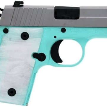 SIG P238, .380 ACP, 2.7", 6rd, SIGLITE NS, Pearl-White Grips, Robin Egg Blue - Handsguns | American Guns & Ammo
