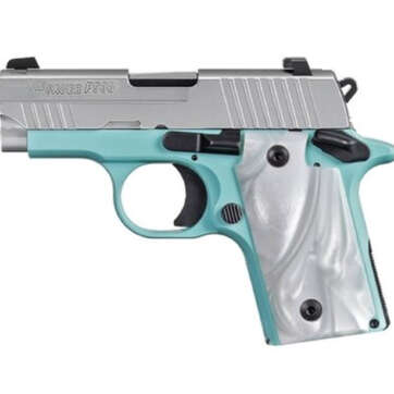 SIG P938, 9mm, 3", 7rd, SIGLITE NS, Robin Egg Blue - Handsguns | American Guns & Ammo