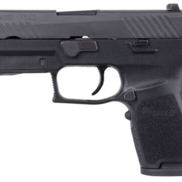 Sig P320 Compact 9mm Double, 3.9", Black, Lima320 Green Laser Grip, NS, Black SS Slide, 15rd - Handsguns - American Guns & Ammo