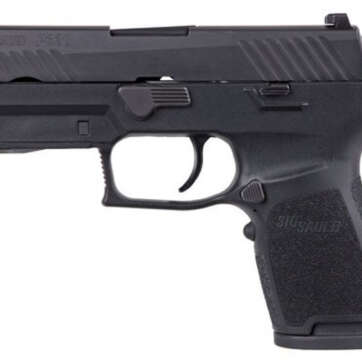 Sig P320 Compact 9mm Double, 3.9",Black, Lima320 Red Laser Grip, NS, Black Nitron SS Slide, 15rd - Handsguns - American Guns & Ammo