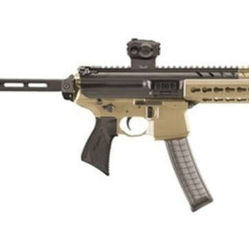 Sig MPX AR-15 Pistol, SIG Red Dot Sight 9mm 8" Barrel KeyMod Rail, Flat Dark Earth, Pivoting Brace 30rd Mag - Handsguns | American Guns & Ammo