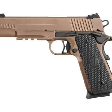 Sig Emperor Scorpion 1911, 10mm, 5", Flat Dark Earth, Siglite Night Sights, Black G10 Grips - Handsguns | American Guns & Ammo