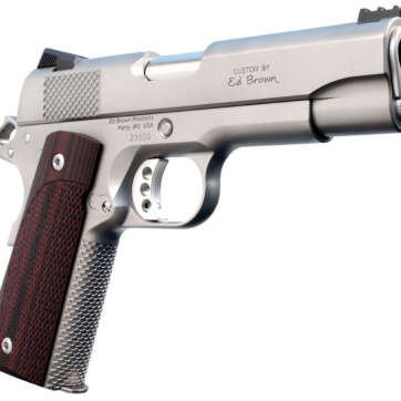 Ed Brown Kobra Carry, Semi-automatic, 1911, Commander, 45ACP, 4.25" Barrel, Bobtail Frame, G10 Grips, Matte Stainless, Thumb Safety, Black Fixed Rear Sight, Orange HD XR Front Sight, Recessed Slide Stop, 7Rd, 2 Magazines - Handsguns - American Guns & Ammo