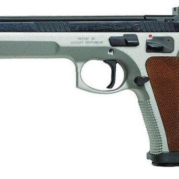 CZ 75 Tactical Sport SAO 40 S&W 5.4" Barrel, Wood Grip SS Frame Black Slide, 10rd - Handsguns | American Guns & Ammo