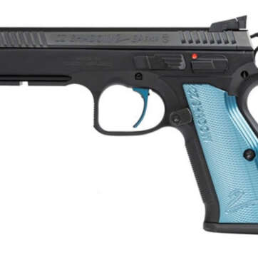 CZ Shadow 2 Single Action Only, Full Size Pistol, 9mm, 4.89" Barrel, Steel Frame, Black, Aluminum Blue Grips, 17Rd, 3 Magazines, with Rail, Ambidextrous Safety, Adjustable Sights - Handsguns | American Guns & Ammo