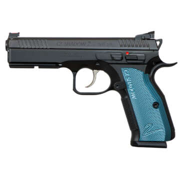 CZ SP-01 Shadow 2 9mm, 4.9", Adj. Target Sights, Steel Frame, Blue Grips, 17rd - Handsguns | American Guns & Ammo