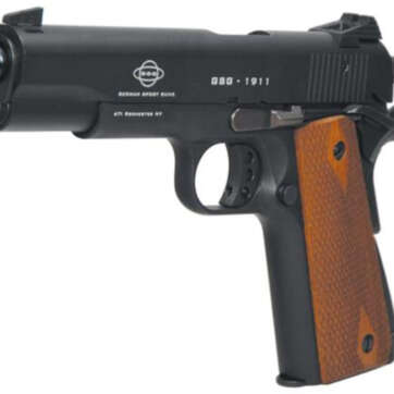 American Tactical, M1911, Semi-automatic, 22 LR, 5" Barrel, Blued, Wood Grips, 10Rd, Threaded - Handsguns | American Guns & Ammo