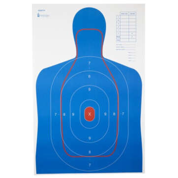 Action Target B-27E And FBI Q Combination Target, Blue/Red, 23"x35", 100 Per Box - Competition Guns - American Guns & Ammo