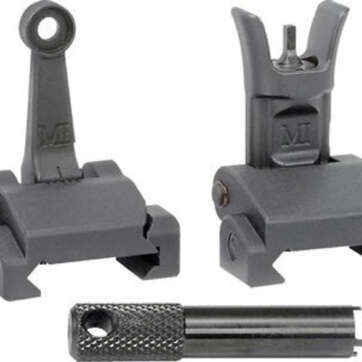 Midwest Combat Rifle Sight Set, Adjustable Front and Rear Sight, Low Profile, Flip-Up, Includes A2 Sight Tool, Black - RIFLES | American Guns & Ammo