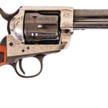 Cimarron Old Silver Frontier 45 Long Colt 4.75" Barrel Engraved Checkered Walnut Grips - Handsguns | American Guns & Ammo