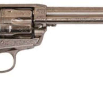 Cimarron Firearms Frontier .45LCl 7.5" Barrel Nickel Finish PW Laser Engraved Poly Ivory Grip - Handsguns | American Guns & Ammo