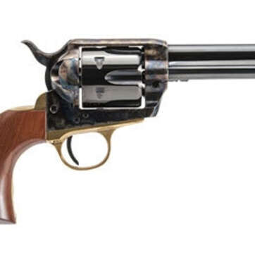 Cimarron Pistolero Revolver, Single Action, 357 Mag/38 Special, 4.75" Barrel, Steel Frame, Black, Walnut Grips, 6Rd PPP357 - Handsguns | American Guns & Ammo