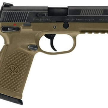 FN FNX-45 45 ACP 4.5" Flat Dark Earth, Black Slide, Combat Sights, 15 Round - Handsguns | American Guns & Ammo