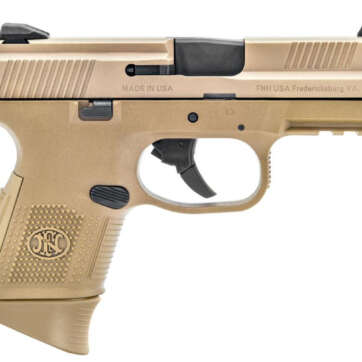 FN FNS Compact 9mm 3.6", Flat Dark Earth, Fixed 3-Dot Sights, No Manual Safety, 10rd - Handsguns | American Guns & Ammo