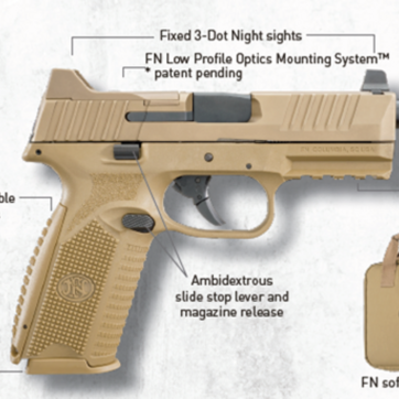 FN 509 Tactical 9mm, 4.5" Barrel, Flat Dark Earth, 3 Dot Night Sights, 3x10rd Mags - Handsguns - American Guns & Ammo