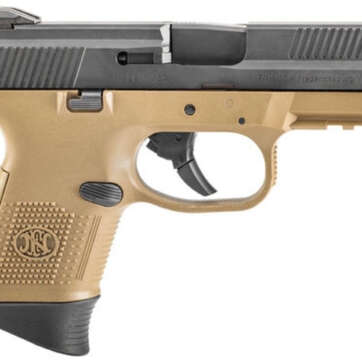 FN FNS-9 Compact, Striker Fired, Compact 9mm, 3.6" Barrel, Flat Dark Earth/Black, 1-12Rd & 1-17Rd Mag - Handsguns - American Guns & Ammo