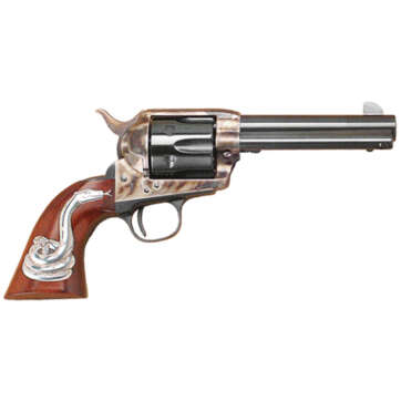 Cimarron Man With No Name 45 Colt, 4 3/4" Barrel, Color Case-hardened, Snake Right Side - Handsguns | American Guns & Ammo