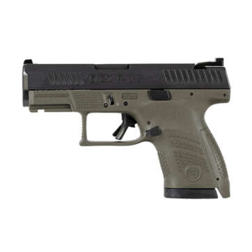 CZ P-10S 9mm, 3.5" Barrel, Fixed Sights, Black/OD Green, 10rd - Handsguns | American Guns & Ammo