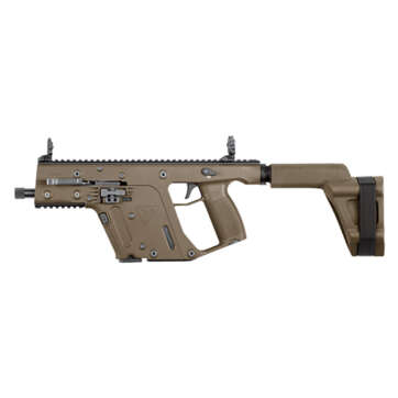 Kriss Vector Gen II SDP SB 9mm, 5.5" Threaded Barrel, Flat Dark Earth, SBX-K Brace, Flip Up Sights, 17rd - Handsguns | American Guns & Ammo