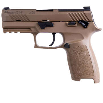 Sig P320 M18, Striker Fired, 9mm, 3.9" Barrel, Polymer Frame, Coyote Finish, Manual Safety, Night Sights, 10Rd, 3 Magazines - Handsguns | American Guns & Ammo