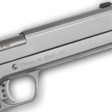 Coonan MOT 10mm, 5", Satin Stainless, Fixed Black Sights, Black Alum Grips, 1 Mag (Special Order) - Handsguns - American Guns & Ammo